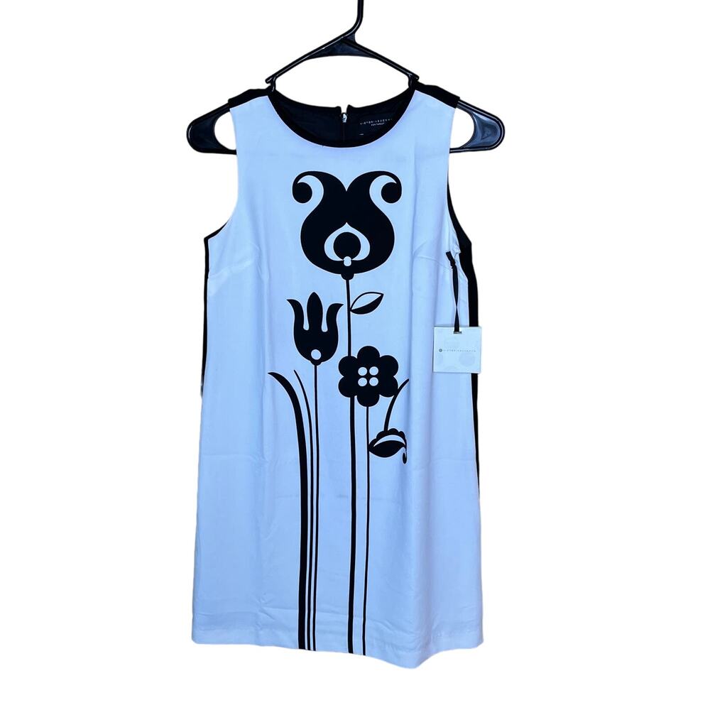 Black White Sleeveless Dress Victoria Beckham L